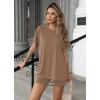 imageEkouaer Womens 2 Piece Lounge Set 2025 Summer Biker Shorts Set Outfits Short Sleeve Oversized Top Matching TracksuitBrown