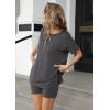 imageEkouaer Womens 2 Piece Lounge Set 2025 Summer Biker Shorts Set Outfits Short Sleeve Oversized Top Matching TracksuitDark Gray