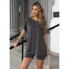 imageEkouaer Womens 2 Piece Lounge Set 2025 Summer Biker Shorts Set Outfits Short Sleeve Oversized Top Matching TracksuitDark Gray