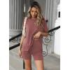 imageEkouaer Womens 2 Piece Lounge Set 2025 Summer Biker Shorts Set Outfits Short Sleeve Oversized Top Matching TracksuitGray Purple Red