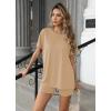 imageEkouaer Womens 2 Piece Lounge Set 2025 Summer Biker Shorts Set Outfits Short Sleeve Oversized Top Matching TracksuitKhaki