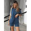 imageEkouaer Womens 2 Piece Lounge Set 2025 Summer Biker Shorts Set Outfits Short Sleeve Oversized Top Matching TracksuitNavy Blue