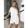 imageEkouaer Womens 2 Piece Lounge Set 2025 Summer Biker Shorts Set Outfits Short Sleeve Oversized Top Matching TracksuitPure White