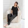 imageEkouaer Womens Pajama Sets Short Sleeve Top and Pants 2 Piece Pjs Soft Sleepwear Comfy Lounge Set SXXLBlack