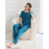 imageEkouaer Womens Pajama Sets Short Sleeve Top and Pants 2 Piece Pjs Soft Sleepwear Comfy Lounge Set SXXLBlue Green