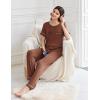 imageEkouaer Womens Pajama Sets Short Sleeve Top and Pants 2 Piece Pjs Soft Sleepwear Comfy Lounge Set SXXLBrown