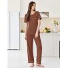 imageEkouaer Womens Pajama Sets Short Sleeve Top and Pants 2 Piece Pjs Soft Sleepwear Comfy Lounge Set SXXLBrown