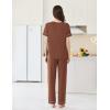 imageEkouaer Womens Pajama Sets Short Sleeve Top and Pants 2 Piece Pjs Soft Sleepwear Comfy Lounge Set SXXLBrown