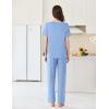 imageEkouaer Womens Pajama Sets Short Sleeve Top and Pants 2 Piece Pjs Soft Sleepwear Comfy Lounge Set SXXLClear Blue