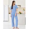 imageEkouaer Womens Pajama Sets Short Sleeve Top and Pants 2 Piece Pjs Soft Sleepwear Comfy Lounge Set SXXLClear Blue