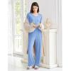 imageEkouaer Womens Pajama Sets Short Sleeve Top and Pants 2 Piece Pjs Soft Sleepwear Comfy Lounge Set SXXLClear Blue