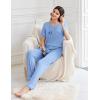 imageEkouaer Womens Pajama Sets Short Sleeve Top and Pants 2 Piece Pjs Soft Sleepwear Comfy Lounge Set SXXLClear Blue