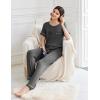 imageEkouaer Womens Pajama Sets Short Sleeve Top and Pants 2 Piece Pjs Soft Sleepwear Comfy Lounge Set SXXLDark Gray