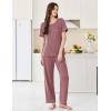 imageEkouaer Womens Pajama Sets Short Sleeve Top and Pants 2 Piece Pjs Soft Sleepwear Comfy Lounge Set SXXLDark Pink