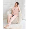 imageEkouaer Womens Pajama Sets Short Sleeve Top and Pants 2 Piece Pjs Soft Sleepwear Comfy Lounge Set SXXLLight Pink