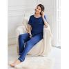 imageEkouaer Womens Pajama Sets Short Sleeve Top and Pants 2 Piece Pjs Soft Sleepwear Comfy Lounge Set SXXLNavy Blue