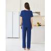 imageEkouaer Womens Pajama Sets Short Sleeve Top and Pants 2 Piece Pjs Soft Sleepwear Comfy Lounge Set SXXLNavy Blue