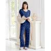 imageEkouaer Womens Pajama Sets Short Sleeve Top and Pants 2 Piece Pjs Soft Sleepwear Comfy Lounge Set SXXLNavy Blue Star