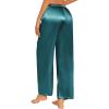 imageEkouaer Womens Silk Satin Pajama Pants Casual Loose Lounge Pants Drawstring Elastic Waist Wide Leg Pj Bottoms with PocketsBlue Green