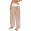 imageEkouaer Womens Silk Satin Pajama Pants Casual Loose Lounge Pants Drawstring Elastic Waist Wide Leg Pj Bottoms with PocketsChampagne