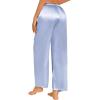 imageEkouaer Womens Silk Satin Pajama Pants Casual Loose Lounge Pants Drawstring Elastic Waist Wide Leg Pj Bottoms with PocketsClear Blue