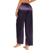 imageEkouaer Womens Silk Satin Pajama Pants Casual Loose Lounge Pants Drawstring Elastic Waist Wide Leg Pj Bottoms with PocketsDark Purple