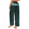imageEkouaer Womens Silk Satin Pajama Pants Casual Loose Lounge Pants Drawstring Elastic Waist Wide Leg Pj Bottoms with PocketsDeep Green