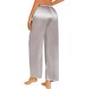 imageEkouaer Womens Silk Satin Pajama Pants Casual Loose Lounge Pants Drawstring Elastic Waist Wide Leg Pj Bottoms with PocketsLight Gray