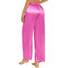 imageEkouaer Womens Silk Satin Pajama Pants Casual Loose Lounge Pants Drawstring Elastic Waist Wide Leg Pj Bottoms with PocketsRose