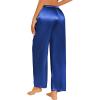 imageEkouaer Womens Silk Satin Pajama Pants Casual Loose Lounge Pants Drawstring Elastic Waist Wide Leg Pj Bottoms with PocketsRoyal Blue