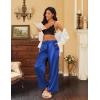 imageEkouaer Womens Silk Satin Pajama Pants Casual Loose Lounge Pants Drawstring Elastic Waist Wide Leg Pj Bottoms with PocketsRoyal Blue