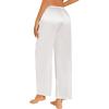 imageEkouaer Womens Silk Satin Pajama Pants Casual Loose Lounge Pants Drawstring Elastic Waist Wide Leg Pj Bottoms with PocketsWhite