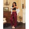 imageEkouaer Womens Silk Satin Pajama Pants Casual Loose Lounge Pants Drawstring Elastic Waist Wide Leg Pj Bottoms with PocketsWine Red