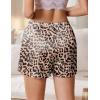 imageEkouaer Womens Silk Satin Pajama Short Casual Sleep Shorts Summer Lounge Sleep Pj Short with Pockets Soft Lounge ShortsLeopard Brown