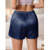 imageEkouaer Womens Silk Satin Pajama Short Casual Sleep Shorts Summer Lounge Sleep Pj Short with Pockets Soft Lounge ShortsNavy Blue