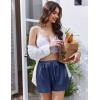 imageEkouaer Womens Silk Satin Pajama Short Casual Sleep Shorts Summer Lounge Sleep Pj Short with Pockets Soft Lounge ShortsNavy Blue