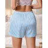imageEkouaer Womens Silk Satin Pajama Short Casual Sleep Shorts Summer Lounge Sleep Pj Short with Pockets Soft Lounge ShortsStriped Blue