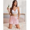 imageEkouaer Womens Silk Satin Pajama Short Casual Sleep Shorts Summer Lounge Sleep Pj Short with Pockets Soft Lounge ShortsStriped Pink