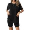 imageEkouaer Womens 2 Piece Lounge Set 2025 Summer Biker Shorts Set Outfits Short Sleeve Oversized Top Matching TracksuitBlack