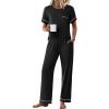 imageEkouaer Womens Pajama Sets Short Sleeve Top and Pants 2 Piece Pjs Soft Sleepwear Comfy Lounge Set SXXLBlack