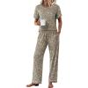 imageEkouaer Womens Pajama Sets Short Sleeve Top and Pants 2 Piece Pjs Soft Sleepwear Comfy Lounge Set SXXLLeopard