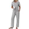 imageEkouaer Womens Pajama Sets Short Sleeve Top and Pants 2 Piece Pjs Soft Sleepwear Comfy Lounge Set SXXLPink Star