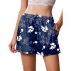 imageEkouaer Womens Silk Satin Pajama Short Casual Sleep Shorts Summer Lounge Sleep Pj Short with Pockets Soft Lounge ShortsFloral Navy Blue