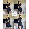 imageEkouaer Cotton Nightgowns for Women Short Sleeve Womens Nightgown V Neck Sleep Shirts for Women Soft Sleepwear SXXXLBlack