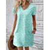 imageEkouaer Cotton Nightgowns for Women Short Sleeve Womens Nightgown V Neck Sleep Shirts for Women Soft Sleepwear SXXXLBlue Leaf