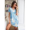 imageEkouaer Cotton Nightgowns for Women Short Sleeve Womens Nightgown V Neck Sleep Shirts for Women Soft Sleepwear SXXXLBlue White Flower