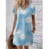 imageEkouaer Cotton Nightgowns for Women Short Sleeve Womens Nightgown V Neck Sleep Shirts for Women Soft Sleepwear SXXXLBlue White Flower