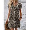 imageEkouaer Cotton Nightgowns for Women Short Sleeve Womens Nightgown V Neck Sleep Shirts for Women Soft Sleepwear SXXXLLeopard Print