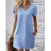 imageEkouaer Cotton Nightgowns for Women Short Sleeve Womens Nightgown V Neck Sleep Shirts for Women Soft Sleepwear SXXXLLight Blue