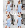 imageEkouaer Cotton Nightgowns for Women Short Sleeve Womens Nightgown V Neck Sleep Shirts for Women Soft Sleepwear SXXXLLight Blue